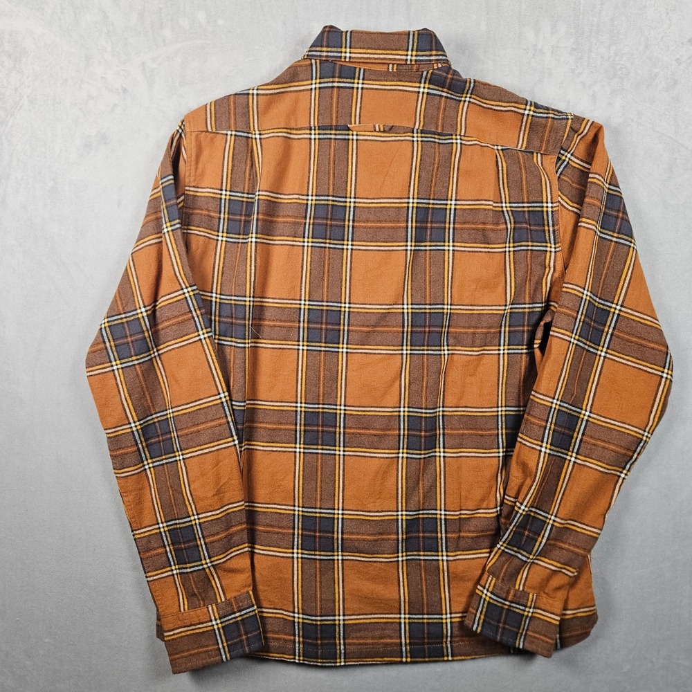 Line of Trade Flannel Shirt Mens Medium Brown Orange Plaid Button Up Fall - Picture 3 of 9